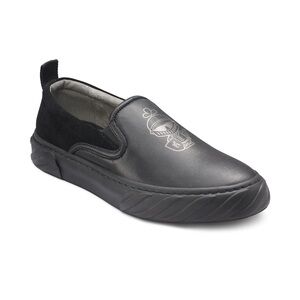KARL LAGERFELD PARIS MEN'S 10M RECYCLED LEATHER LOGO SLIP-ON LOW TOP KNIGHT KARL
